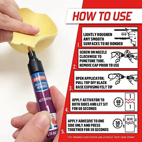 Loctite Plastics Bonding System Clear Kit 4ml Activator + 2g Glue | Bonds Polyethylene, Polypropylene, PTFE thumbnail 4