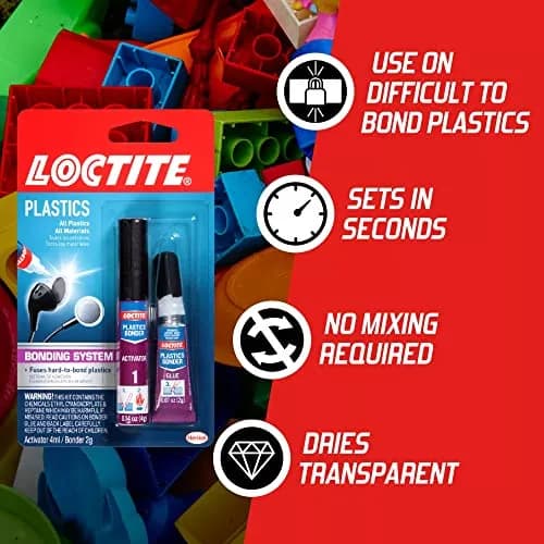 Loctite Plastics Bonding System Clear Kit 4ml Activator + 2g Glue | Bonds Polyethylene, Polypropylene, PTFE thumbnail 2