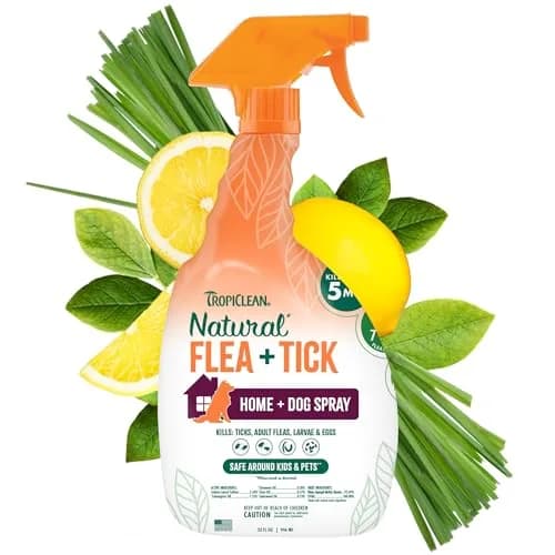 TropiClean Maximum Strength Flea Spray for Dogs & Home 16oz | Natural Flea & Tick Control — 32 Fl Oz / Home Spray