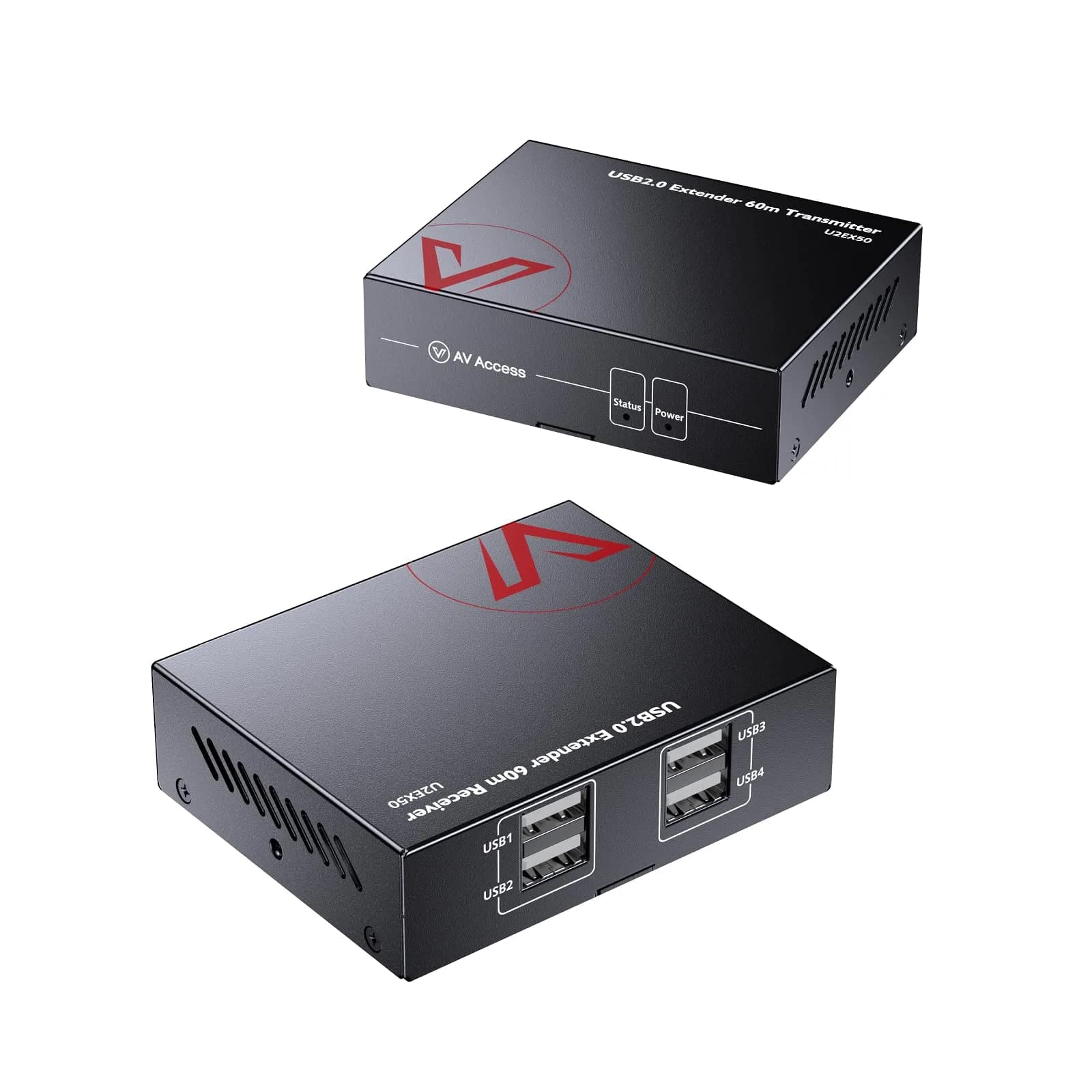 AV Access USB Over Ethernet Extender Kit, USB 2.0 480Mbps, 4-Port Hub | Long-Distance USB Extension with 4 Ports - main product image