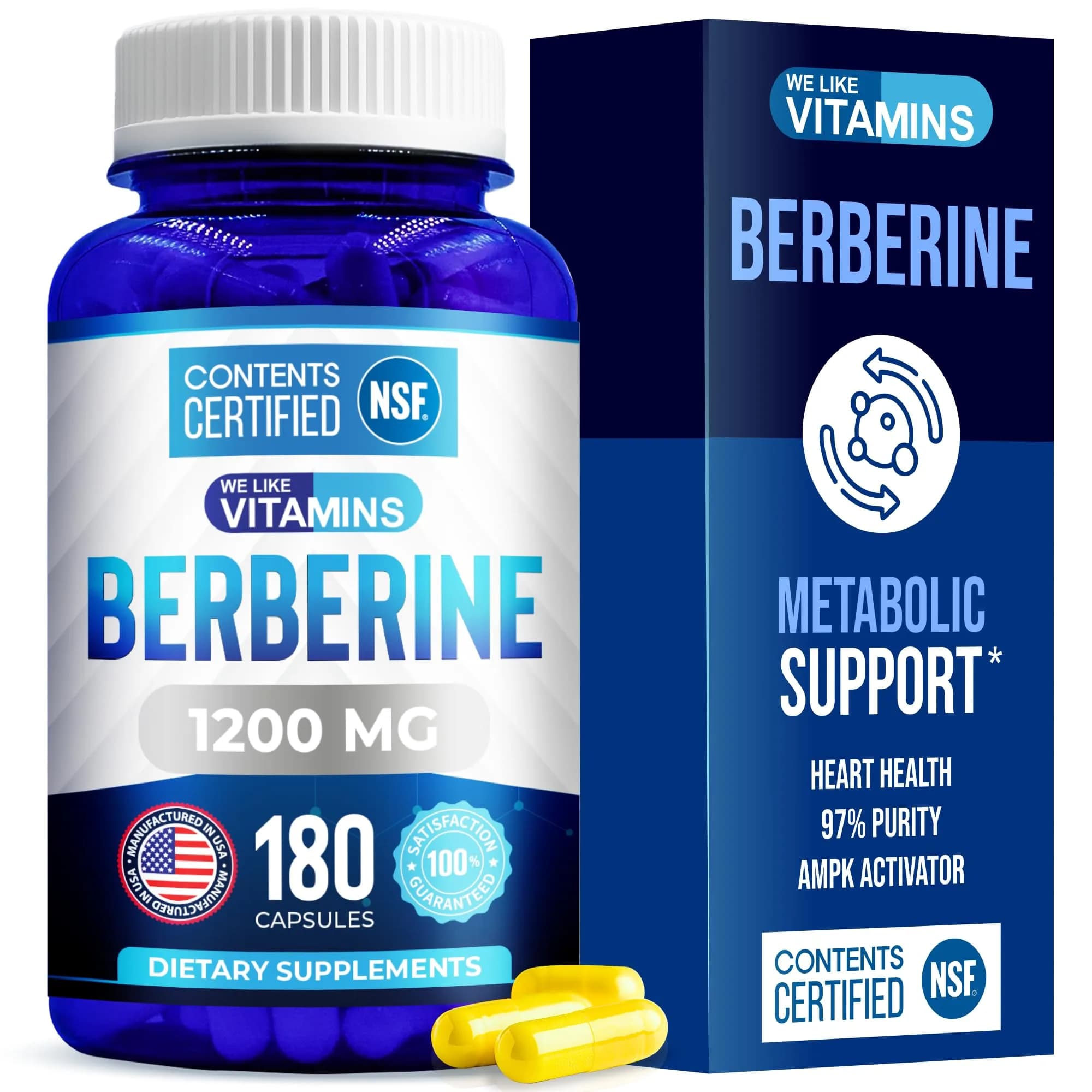 We Like Vitamins NSF Certified Berberine Supplement 1200mg | Supports Metabolic Health