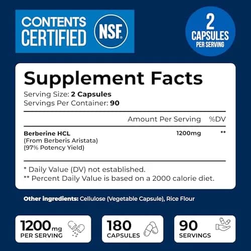 We Like Vitamins NSF Certified Berberine Supplement 1200mg | Supports Metabolic Health thumbnail 3