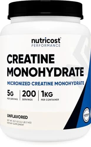 Nutricost Creatine Monohydrate Micronized Powder 1 KG (2.2 LB) | High Protein Nutritional Supplement thumbnail 1