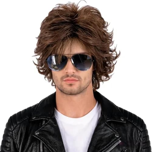 Topcosplay Brown Short Cosplay Wig Wavy Fluffy Style Layered Halloween Costume Wig 25.2cm (10 Inch) | Authentic USA Import thumbnail 1