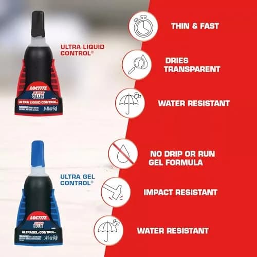 Loctite Super Glue Ultra Gel Control Clear 20.16ml (0.68 fl oz) | Rubber-Toughened Instant Adhesive for Tough Repairs thumbnail 3
