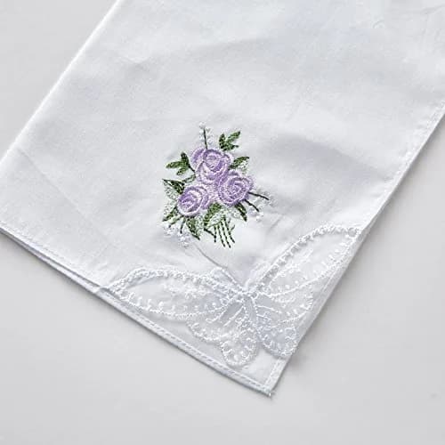 RDS HANKYTEX Cotton Embroidery Ladies' Handkerchiefs Lace Set of 6 | Soft 60s Cotton, Floral Embroidery, Perfect for Bridal & Gifts thumbnail 3