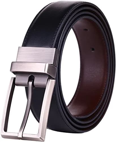 beltox fine Men's Reversible Leather Dress Belt 1.25" Wide, Black/Brown, 44-46 in. (112-117 cm) | Cut-to-Fit for Perfect Waist Fit thumbnail 1