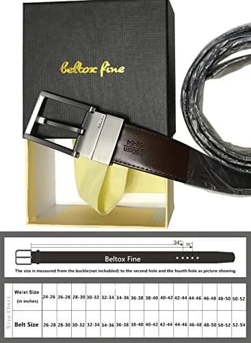 beltox fine Men's Dress Belt Leather Reversible 1.25" Wide | Formal & Casual Dual-Side Belt thumbnail 2