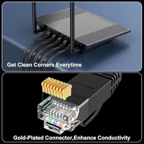 CableGeeker Cat 6 Ethernet Cable 3ft (6 Pack) | Flat Black Network Cable with Snagless RJ45 Connectors thumbnail 5