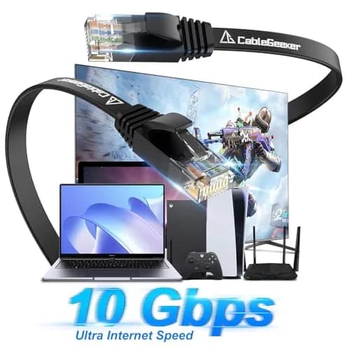 CableGeeker Cat 6 Ethernet Cable 3ft (6 Pack) | Flat Black Network Cable with Snagless RJ45 Connectors thumbnail 2