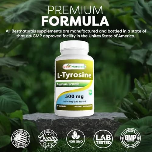 Best Naturals L-Tyrosine 500 mg 90 Capsules | Supports Brain & Mood thumbnail 5