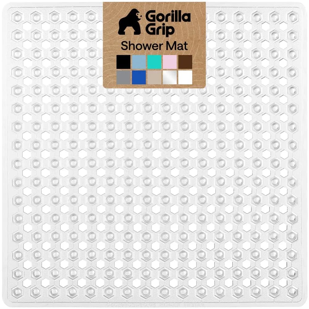 GORILLA GRIP Square Shower Stall Mat 53cm x 53cm (21" x 21") | Patented Suction Grip for Smooth Surfaces - main product image