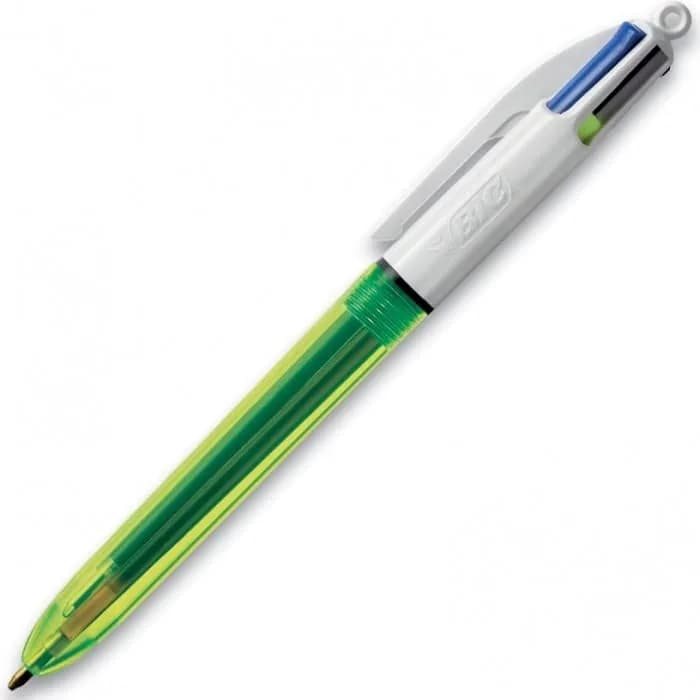 BIC 4 Colour Fluo Retractable Ballpoint Pen Pack of 12 | Fluorescent Multi-Color Office & School Supply thumbnail 3