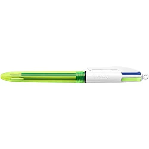 BIC 4 Colour Fluo Retractable Ballpoint Pen Pack of 12 | Fluorescent Multi-Color Office & School Supply thumbnail 4