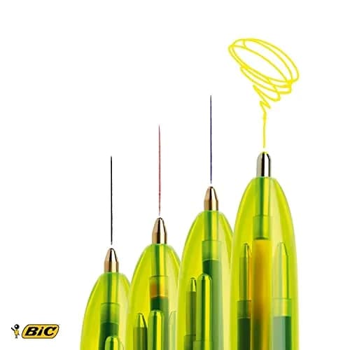 BIC 4 Colour Fluo Retractable Ballpoint Pen Pack of 12 | Fluorescent Multi-Color Office & School Supply thumbnail 5