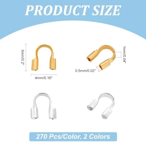 PH PandaHall Jewelry Wire Guardians 540pcs Brass Wire Protectors 4mm x 5mm | Durable, Shiny Finish for Jewelry Making thumbnail 2