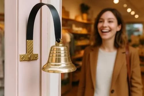 Lone Star Art Shopkeeper's Brass Door Bell 2" | Classic Vintage Chime for Business & Home thumbnail 5