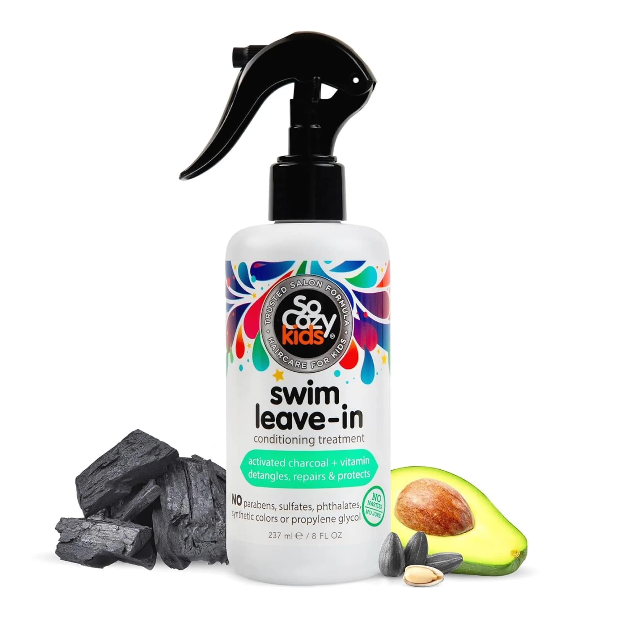 SoCozy Kids Swim 3-in-1 Shampoo, Conditioner & Body Wash 311ml (10.5 Fl Oz) | Removes Pool Chlorine & Salt — White