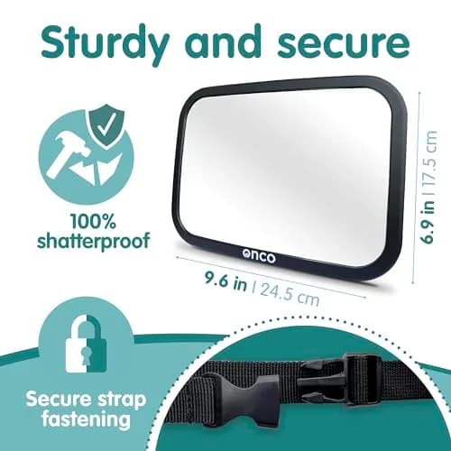 Onco Baby Car Mirror for Rear Facing Seats - Triple Award Winning, Non-Slip (1 Pack, Black) thumbnail 5