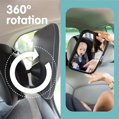 Onco Baby Car Mirror for Rear Facing Seats - Triple Award Winning, Non-Slip (1 Pack, Black) thumbnail 8