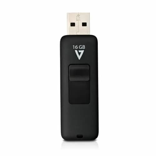 V7 16GB USB 2.0 Flash Drive with Retractable Connector, Black | 16GB (0.02 lb) thumbnail 1