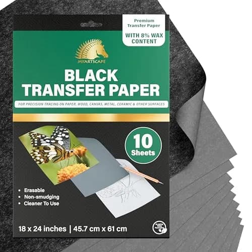 MyArtscape Graphite Transfer Paper 18" x 24" | 10 Black Waxed Sheets for Artists thumbnail 1
