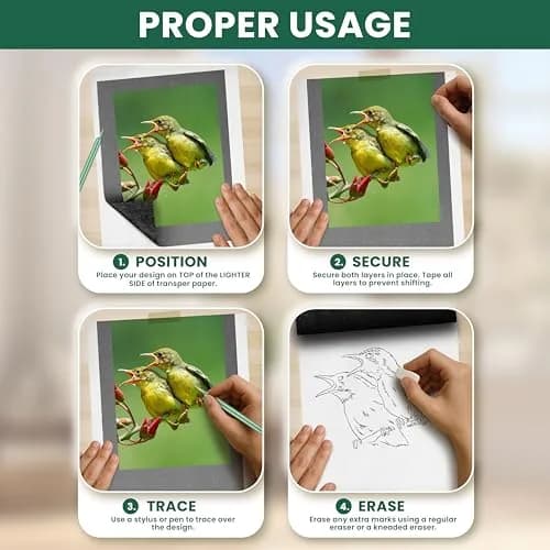 MyArtscape Graphite Transfer Paper 18" x 24" | 10 Black Waxed Sheets for Artists thumbnail 7