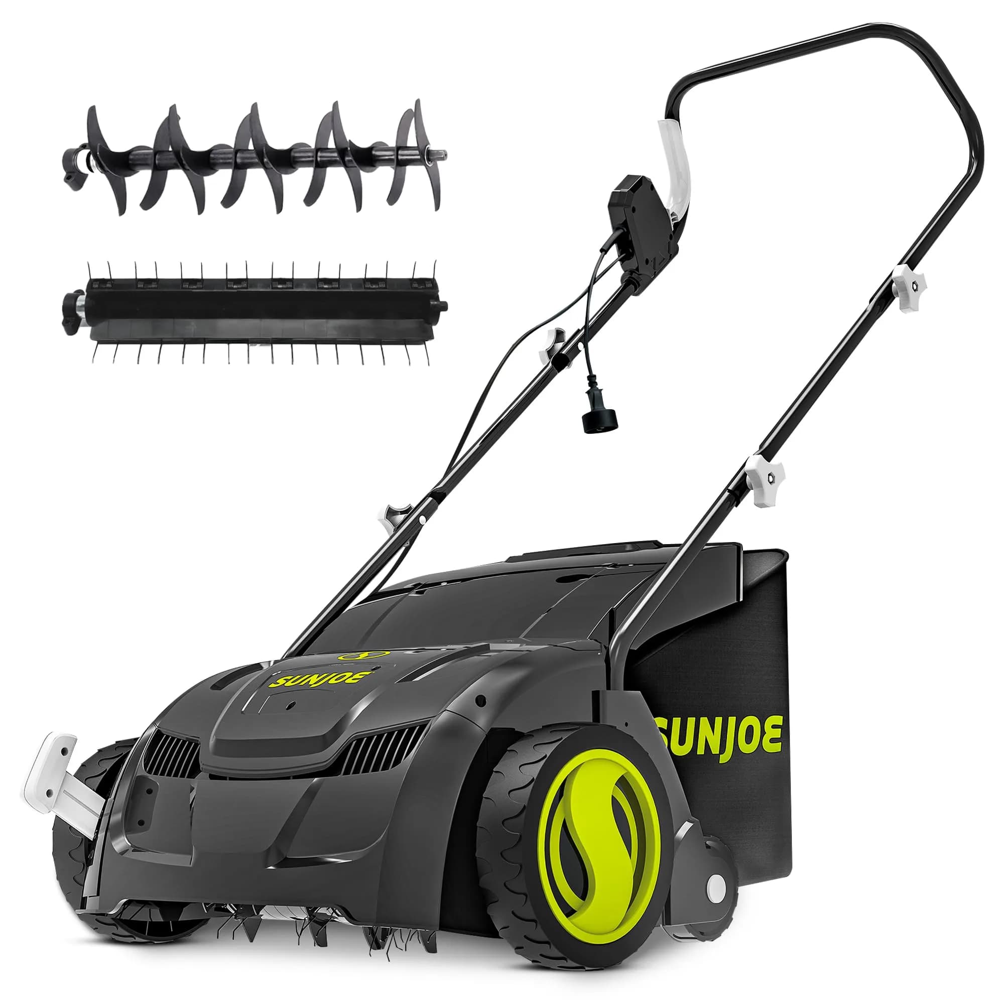 Sun Joe 15-Inch Electric Lawn Dethatcher & Scarifier AJ805E | 13-Amp Power for Lawn Revitalization — Green