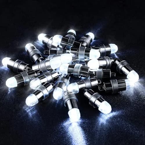 LIHAO 24x Battery Operated LED Party Lights Bulbs White 1.2cm x 3.5cm | Waterproof for Paper Lanterns & Balloons thumbnail 1