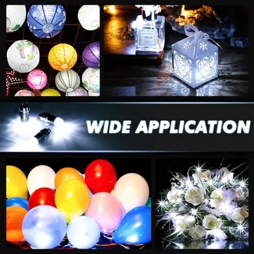 LIHAO 24x Battery Operated LED Party Lights Bulbs White 1.2cm x 3.5cm | Waterproof for Paper Lanterns & Balloons thumbnail 4