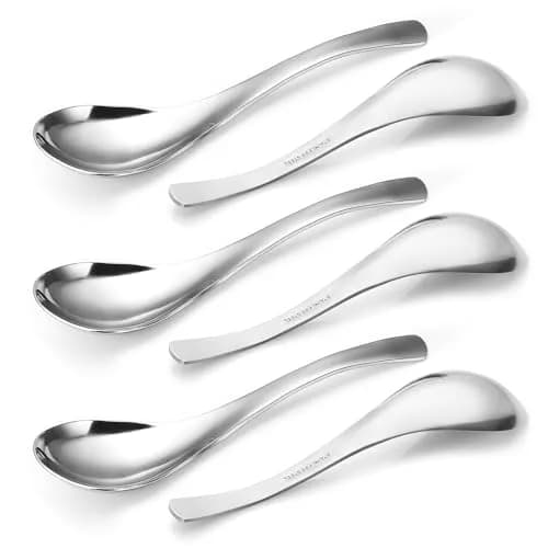 HIWARE Heavy-weight Soup Spoons, 18/8 Stainless Steel, 260ml (8.8 Fl Oz) Capacity, Set of 6 | Elegant Polished Design thumbnail 1