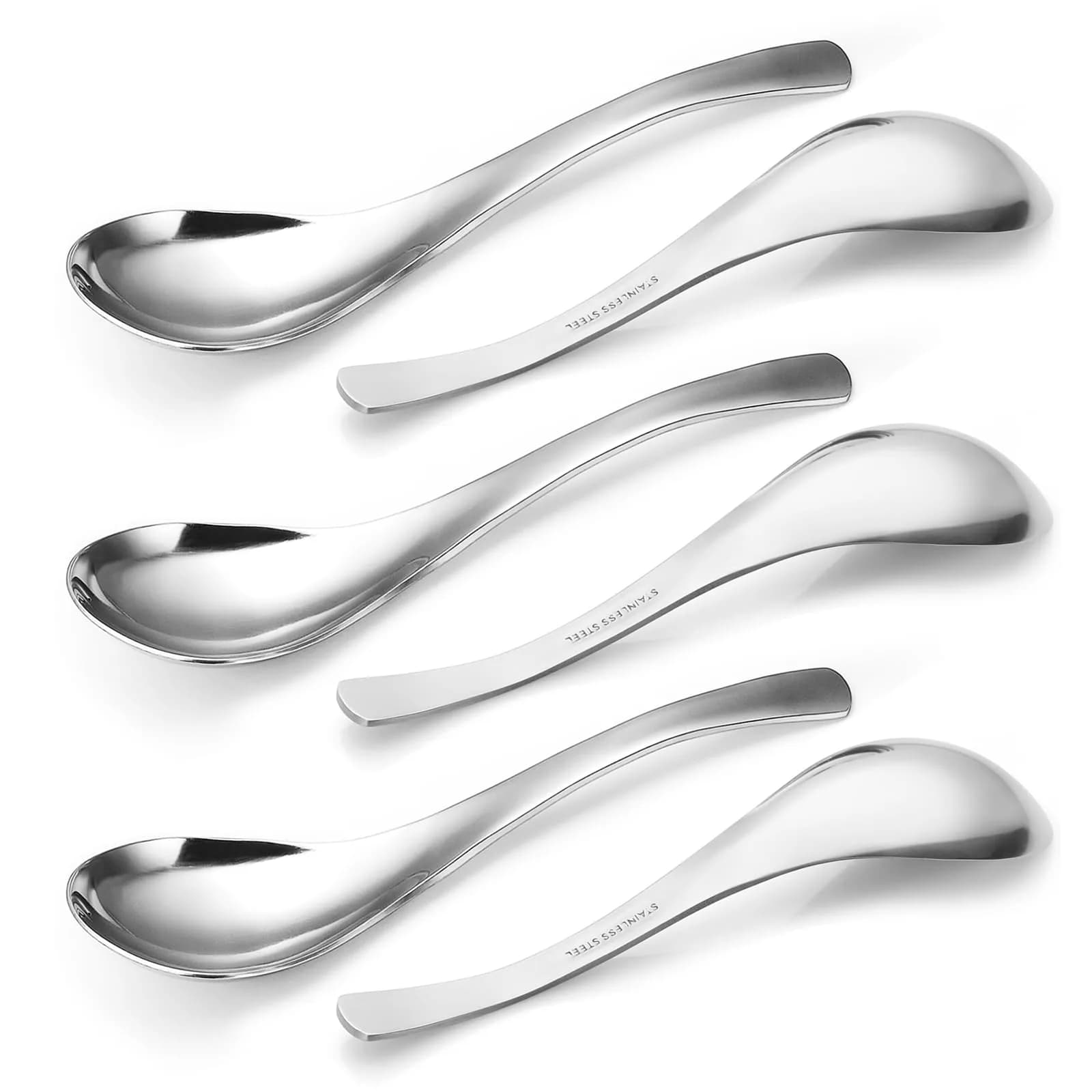 HIWARE Heavy-weight Soup Spoons, 18/8 Stainless Steel, 260ml (8.8 Fl Oz) Capacity, Set of 6 | Elegant Polished Design - main product image