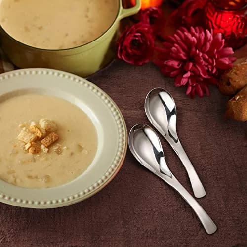 HIWARE Heavy-weight Soup Spoons, 18/8 Stainless Steel, 260ml (8.8 Fl Oz) Capacity, Set of 6 | Elegant Polished Design thumbnail 4