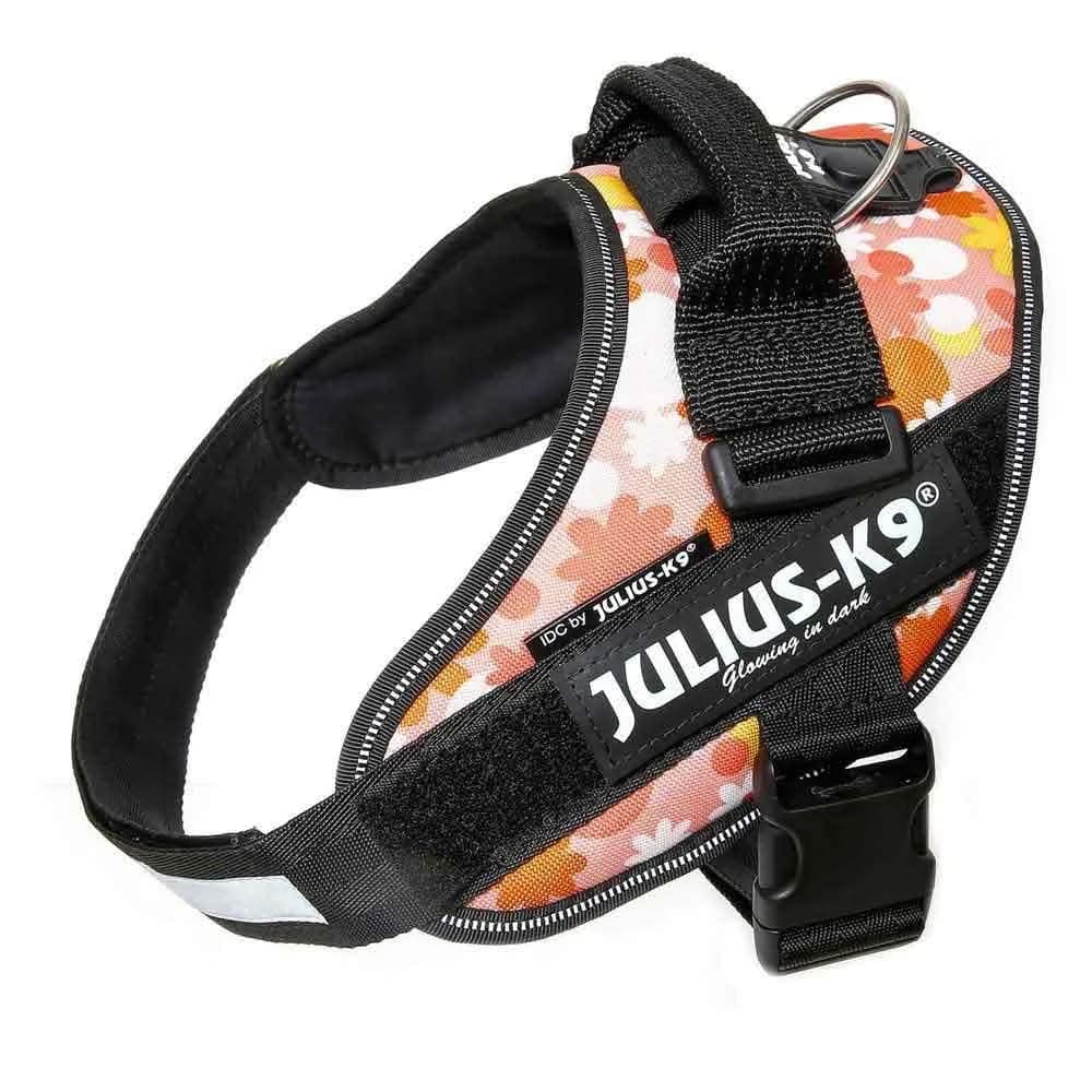 Julius-K9 IDC Powerharness Size 3 (26cm Neck, 81cm Chest) | European-Made Dog Harness for Large Dogs — Pink with flowers / 2