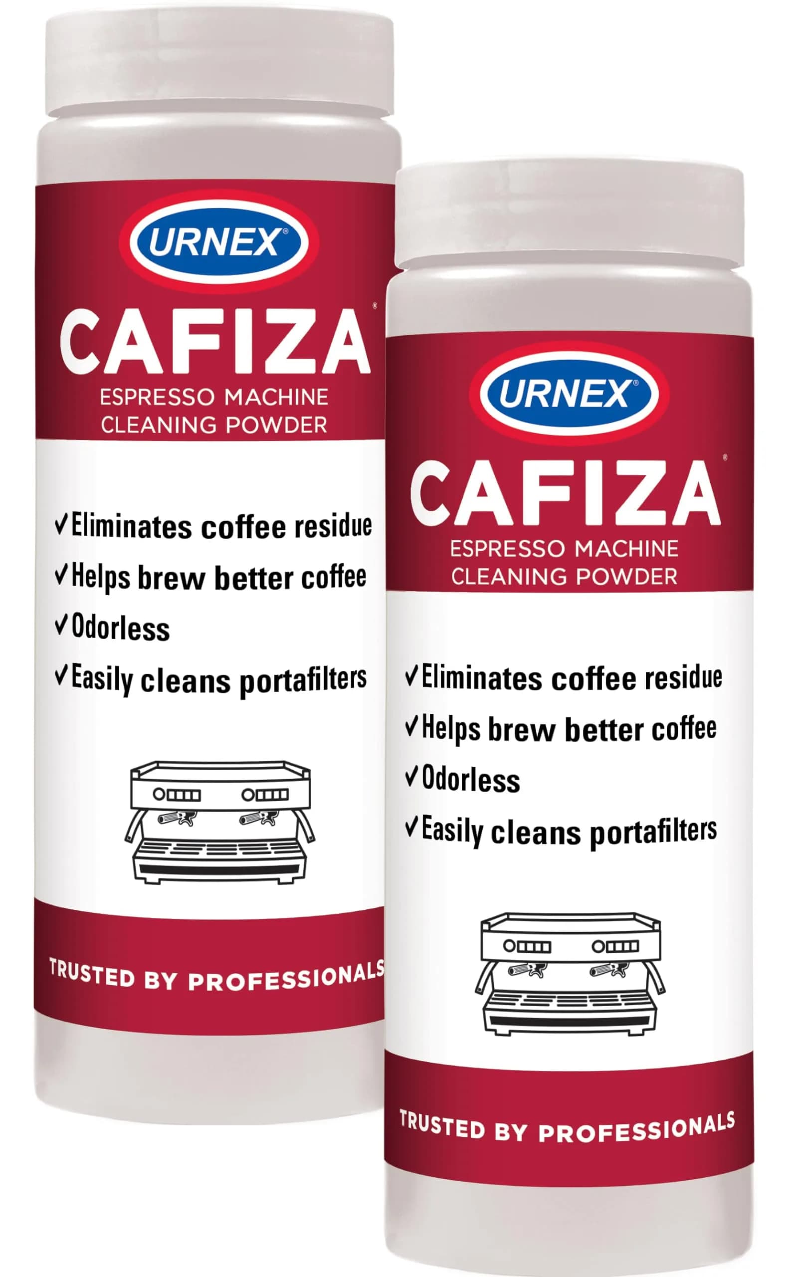 Urnex Cafiza Professional Espresso Machine Cleaning Powder 566g (20oz x 2) | NSF Certified Daily Backflush Formula