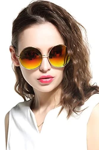 GEELOOK Classic Oversized Round Sunglasses with Mirrored Orange Lenses | Polarized UV Protection for Men & Women thumbnail 2