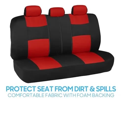 BDK PolyPro Car Seat Covers Full Set in Red on Black | Universal Fit, Breathable & Durable (70-120 chars) thumbnail 7