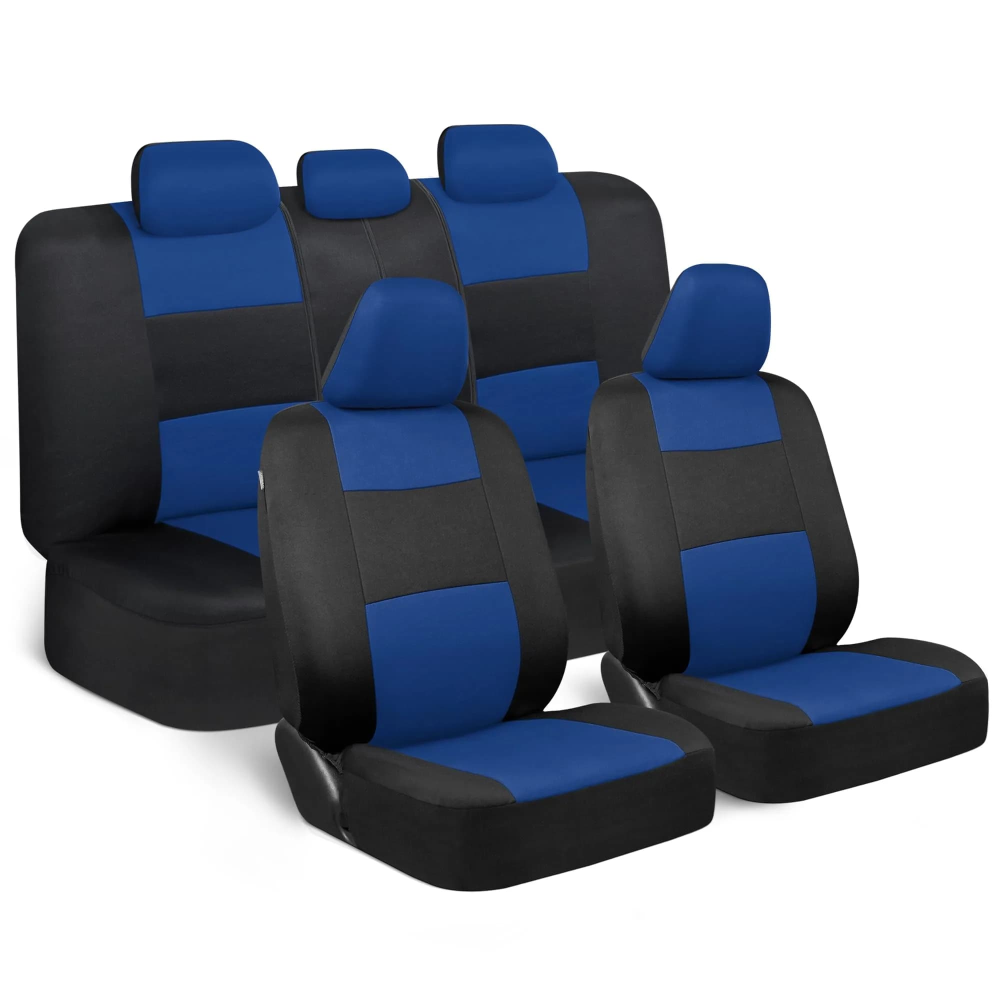 BDK PolyPro Car Seat Covers Full Set in Charcoal on Black | Universal Fit, Easy Install, All-Season Comfort — Blue