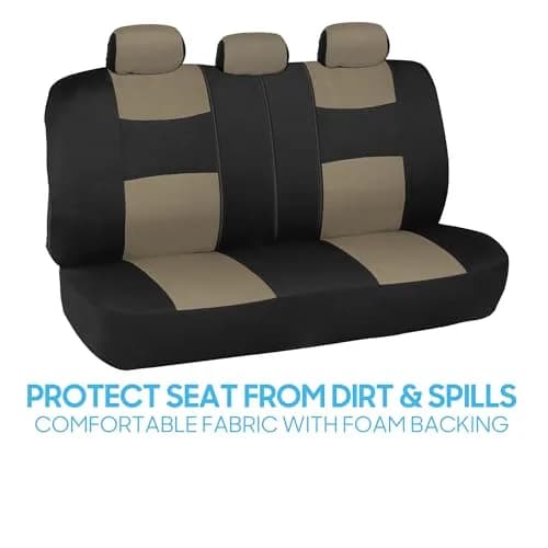 BDK PolyPro Seat Covers Full Set in Beige on Black | Universal Fit, Easy Install, Durable & Stylish (70-120c) thumbnail 7