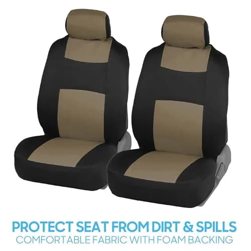 BDK PolyPro Seat Covers Full Set in Beige on Black | Universal Fit, Easy Install, Durable & Stylish (70-120c) thumbnail 3