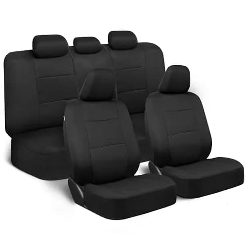 BDK PolyPro Car Seat Covers Full Set in Solid Black | Universal Fit, Easy Install & All-Season Comfort thumbnail 1