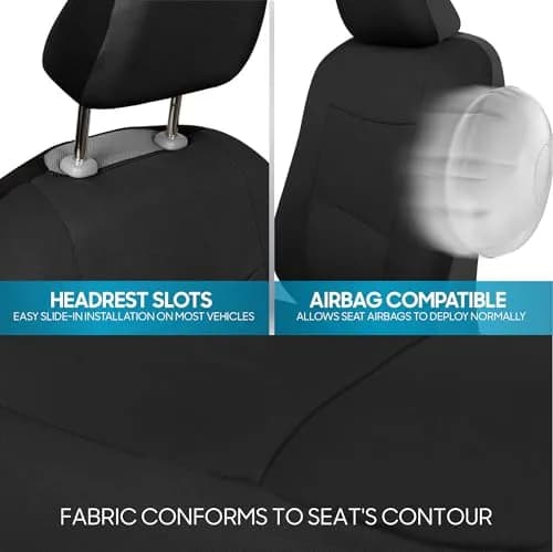 BDK PolyPro Car Seat Covers Full Set in Solid Black | Universal Fit, Easy Install & All-Season Comfort thumbnail 8