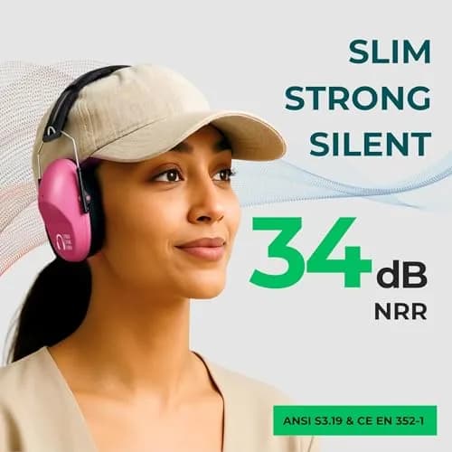 Pro For Sho 34dB NRR Ear Protection Earmuffs, Pink 204 g (0.45 lb) | Foldable Noise Reduction for Shooting, Yard Work, Sensory Needs thumbnail 2