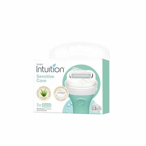 Schick Intuition Sensitive Care Razor Blade Refill Cartridges, 3 Count (Pack of 1) | 4 Blades, Aloe & Vitamin E, Fits Venus Handles thumbnail 1