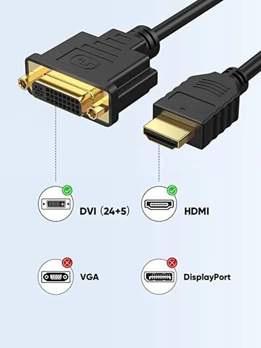 CableCreation HDMI to DVI Cable 15cm (0.5 ft) | Bi-Directional 1080P Converter thumbnail 9