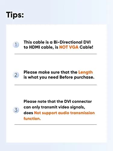 CableCreation HDMI to DVI Cable 15cm (0.5 ft) | Bi-Directional 1080P Converter thumbnail 2