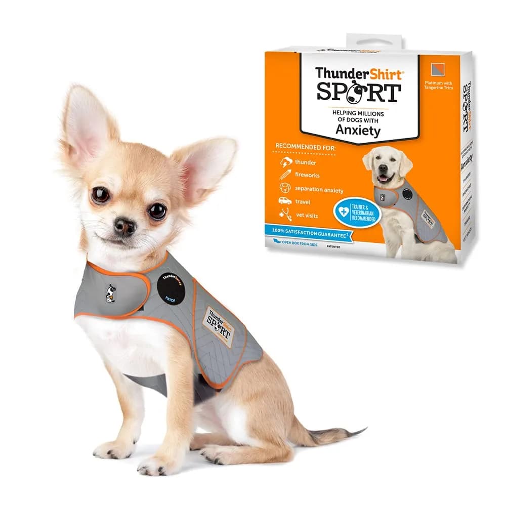 Thundershirt Dog Anxiety Vest XX-Small Platinum Sport | Calms Separation Anxiety & Fear