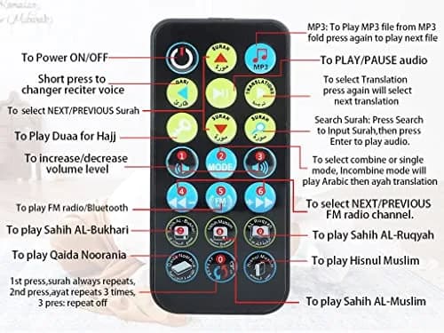 Hitopin Digital Quran Speaker FM Radio 8GB Silver | Portable Quran Player with Remote & 15 Translations thumbnail 8