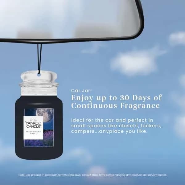 Yankee Candle Classic Paper Car Jar Air Freshener, Midsummer's Night Scent, Pack of 6 | Masculine Musk & Mahogany Cologne Fragrance thumbnail 9