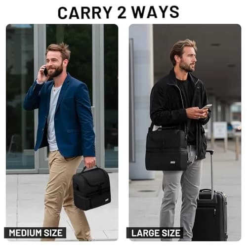 MIER Double Deck Insulated Lunch Bag Large Cooler Tote Bag for Men & Women, Black | 13 L (25.9cm x 25.9cm x 20.1cm) thumbnail 6